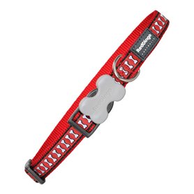 Collier pour Chien Red Dingo Réfléchissant Os Rouge (1,2 x 20-32 cm)