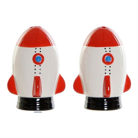 Salière avec couvercle DKD Home Decor Blanc Rouge Dolomite 6,5 x 7 x 9