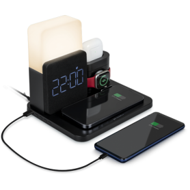 Base de charge 5 en 1 avec Réveil et Lampe Noire Bigben