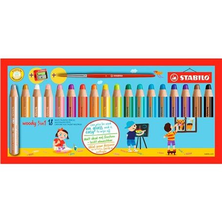 Crayons de couleur Stabilo Woody 3-en-1 Multicouleur