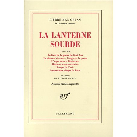 La Lanterne sourde / Le Livre de la guerre de Cent ans /La Chanson des rues /L' Argot et la poésie /L' Argot dans la littérature