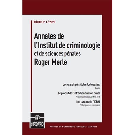 Annales de l'Institut de criminologie et de sciences pénales Roger Merle