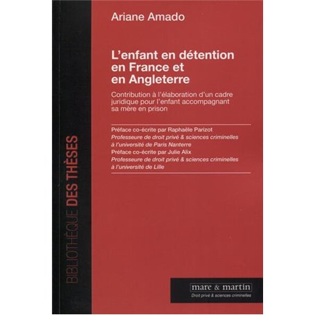 L'enfant en détention en France et en Angleterre