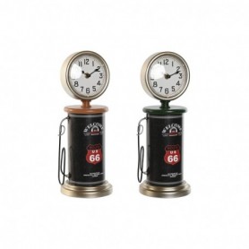 Horloge de table Home ESPRIT Noir Vert Orange Métal polypropylène Vintage 13 x 13 x 35 cm (2 Unités)