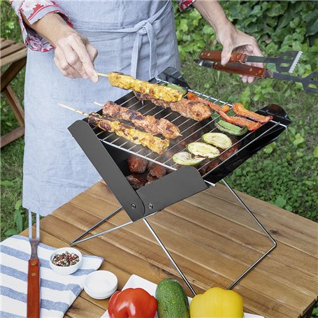 Mini-barbecue Pliable Portable pour Charbon Foldecue InnovaGoods Noir 