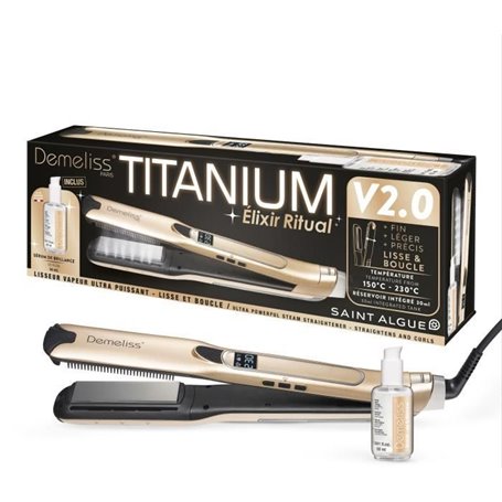 Coffret lisseur vapeur TITANIUM V2 ELIXIR RITUAL DEMELISS -  5 niveaux