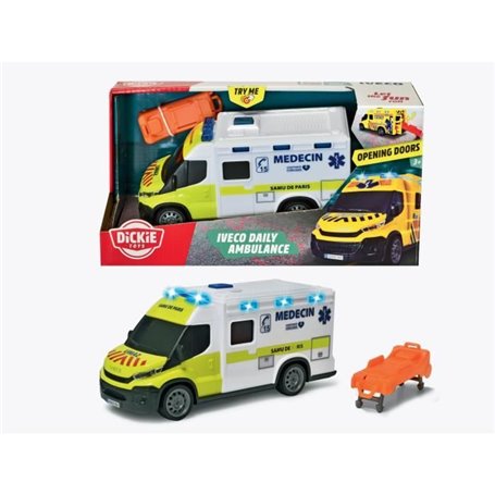 Ambulance Samu - Dickie - IVECO Daily - Roue libre - Effets sonores et