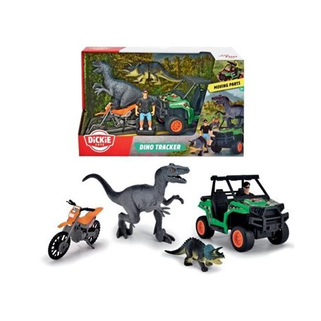Coffret Chasseur de Dinosaures - Dickie - 1 Figurine Articulée et 2 Di