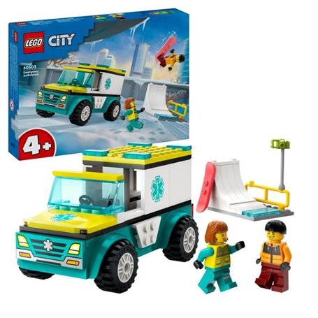 LEGO 60403 City L'Ambulance de Secours et le Snowboardeur. Jeu Enfants