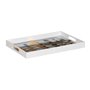Plateau apéritif Blanc Noir Doré PVC Verre Abstrait 45 x 31 x 4,2 cm (