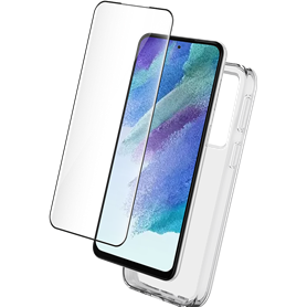 Pack G S23 FE Accessoires Coque Transparente + Verre trempé + SmartFra