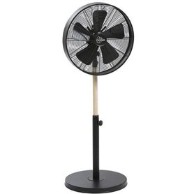 CALIFORNIA Noir & Bois - Ventilateur sur pied Ø40cm 50W oscillant