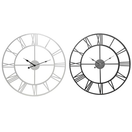 Horloge Murale Home ESPRIT Blanc Noir Métal 60 x 3 x 60 cm (2 Unités)