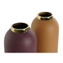 Vase DKD Home Decor Orange Doré Fer 13 x 13 x 28 cm (2 Unités)