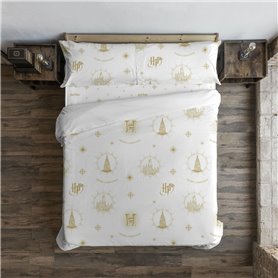 Housse de Couette Harry Potter Hogwarts Gold Christmas 180 x 220 cm Li