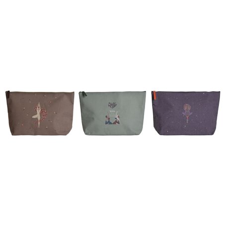 Trousse de toilette DKD Home Decor Marron Vert Bordeaux Toile Yoga 33 