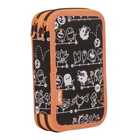 Plumier double Milan Crocodile Noir 19,5 x 13 x 5 cm