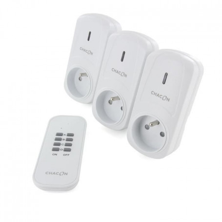 CHACON Set de 3 prises On/Off+ Télécommande 2000W - FR 29,99 €
