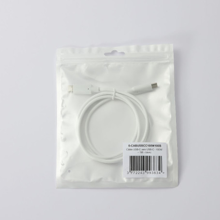 C ble USB-C/USB-C 2.0 Male/Male - 100W - Longueur 1M - Blanc - en sachet
