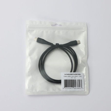 C ble USB-C/USB-C 2.0 Male/Male - 45W - Longueur 1M - Noir - en sachet