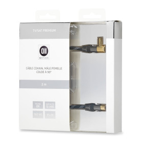 C ble coaxial M le/Femelle coud  90  2 m 85dB Fiches or - double blindage