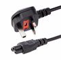 StarTech.com Cordon d'alimentation en trèfle pour GB BS1363 vers C5 de 2m pour ordinateur portable M/F - Noir