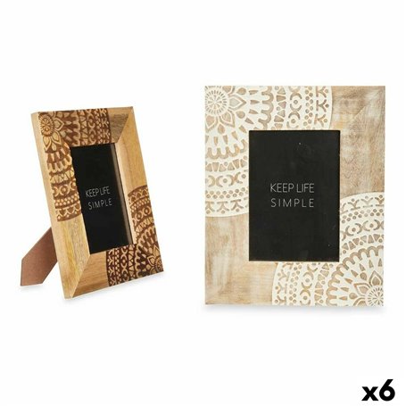 Cadre photo Blanc Marron Bois de manguier Mandala 22