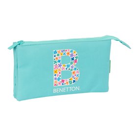 Trousse Fourre-Tout Triple Benetton Letter Vert 22 x 12 x 3 cm