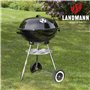 Barbecue à Charbon avec Couvercle et Roulettes Landmann Noir 49 x 45 x 73 cm