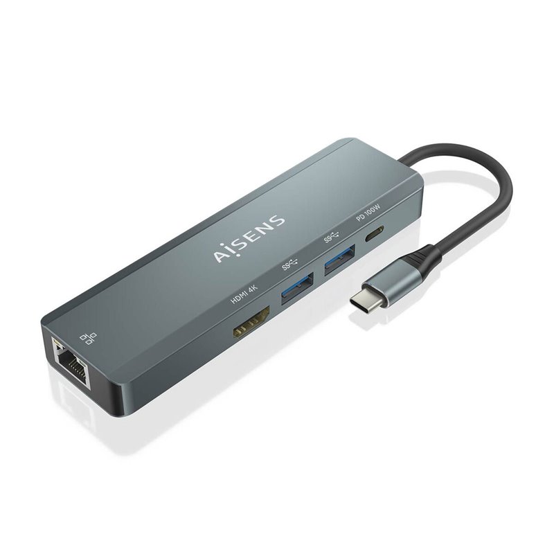 Aisens ASUC-5P011-GR station d'accueil Avec fil USB 3.2 Gen 1 (3.1 Gen 1) Type-C Gris