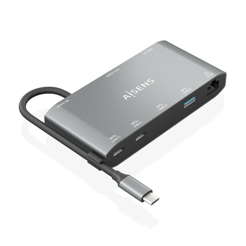 Image secondaire de Aisens ASUC-8P010-GR station d'accueil Avec fil USB 3.2 Gen 1 (3.1 Gen 1) Type-C Gris
