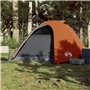 vidaXL Tente de camping à dôme 4 personnes gris et orange imperméable