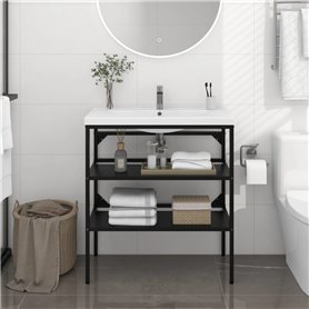 vidaXL Cadre de lavabo de salle de bain Noir 79x38x83 cm Fer