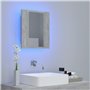 vidaXL Armoire de salle de bain à miroir LED Gris béton Acrylique