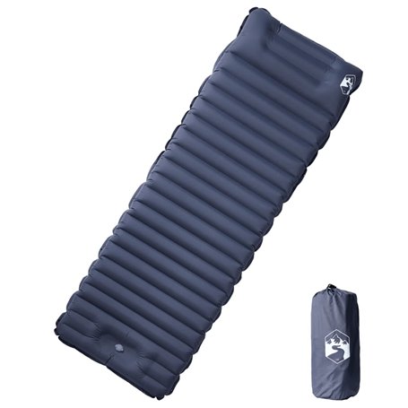 vidaXL Matelas de camping autogonflant avec oreiller 1 personne gris