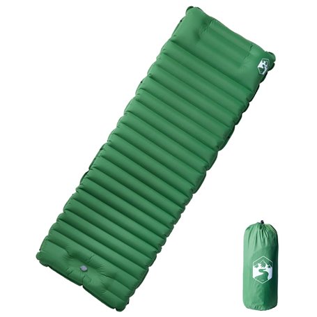 vidaXL Matelas de camping autogonflant avec oreiller 1 personne vert