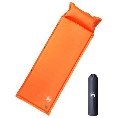 vidaXL Matelas de camping autogonflant avec oreiller 1 personne orange