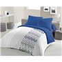 Parure de couette microfibre AMBROISIE - 1 housse de couette 220 x 240 cm + 2 taies d'oreiller 63 x 63 cm - Bleu
