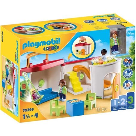 PLAYMOBIL - Garderie transportable - Bleu - Playmobil 1.2.3 - Pour Enfant de 18 mois et plus