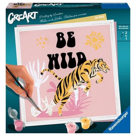 CreArt Be Wild 20x20 cm - Peinture par numéros  Des 12 ans  Ravensburger - 23665