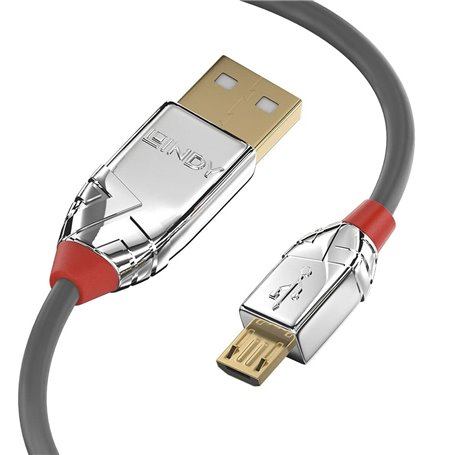 Lindy 36652 câble USB 2 m USB 2.0 USB A Micro-USB B Gris