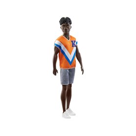 Barbie Ken Fashionistas - Cheveux bruns nattés et T-shirt orange