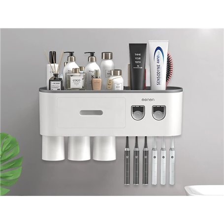 Double distributeur automatique de dentifrice avec support de brosses