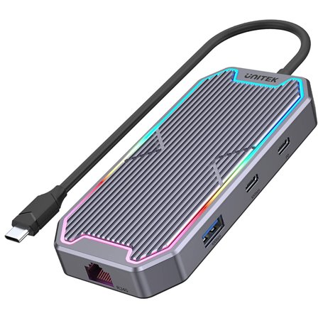 Hub USB Unitek PERUTKHUB0049 RGB Aluminium