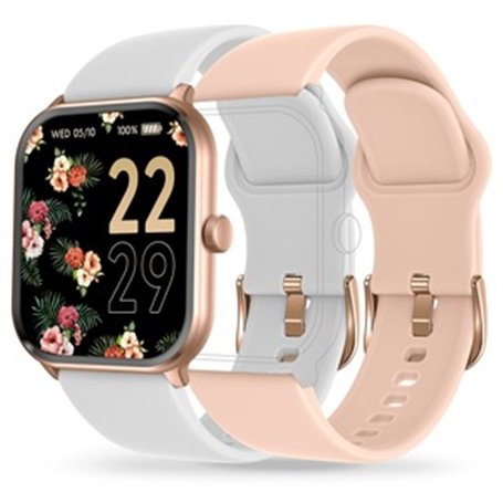 MONTRE CONNECTEE SMART ONE ROSE OR BRACELETS BLANC ET ROSE