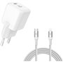 TIGER POWER LITE PACK CHARGEUR SECTEUR GAN 20W + CABLE LIGHTNING BLANC