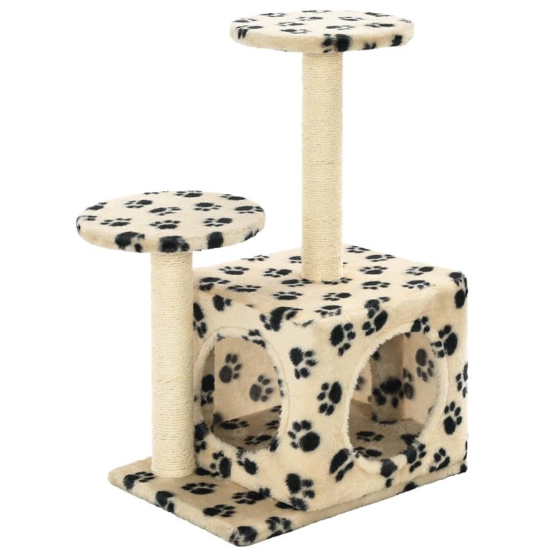 Image secondaire de VidaXL Arbre à chat avec griffoir en sisal 60 cm Beige Motif de pattes