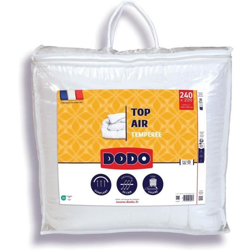 Couette tempérée - Dodo - TOP AIR - 220 x 240 cm - 300G/M² - Blanc