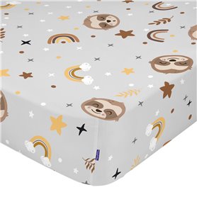 Drap housse HappyFriday MOSHI MOSHI Gris Multicouleur 70 x 140 x 14 cm