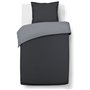 VISION - Bicolore - Housse de couette Réversible 140x200cm avec 1 taie 65x65cm - Anthracite/gris - 100% coton